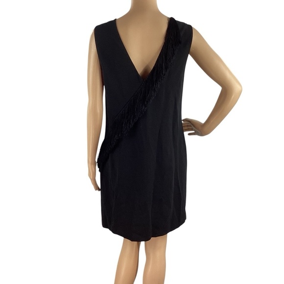 A.L.C. Lottman Fringe Dress Black Sleeveless V-Back Size 10 - Picture 5 of 9